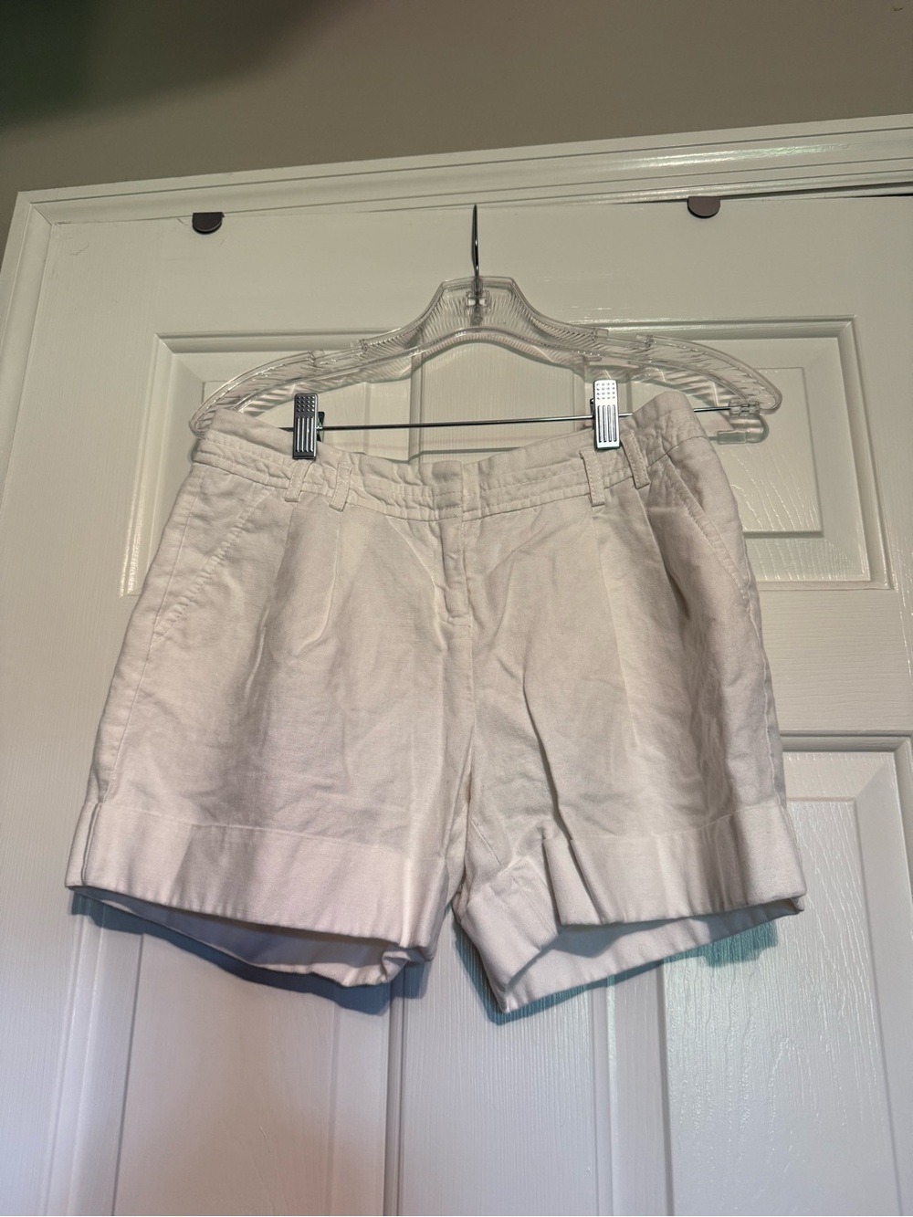 Express White Cuffed Linen-Blend Shorts